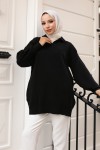 11035-59 Fitilli Triko Tunik Siyah