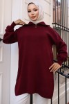 11043-10 Triko Tunik Bordo