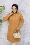 Kapüşonlu Uzun Tunik 5036 Camel