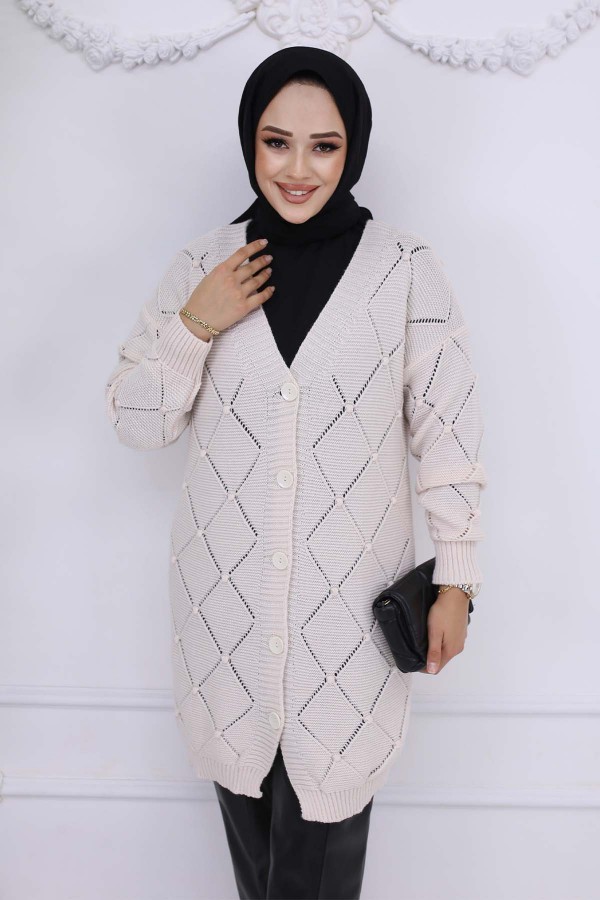 Baklava Desenli Hırka Taş Rengi 409 Baklava Desenli Hırka Taş Rengi 409