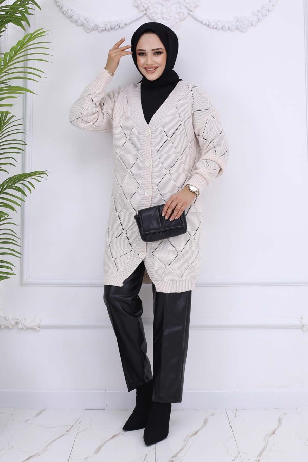 Baklava Desenli Hırka Taş Rengi 409 Baklava Desenli Hırka Taş Rengi 409