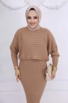 Fitilli Jile Triko Takım Vizon 4045 Fitilli Jile Triko Takım Vizon 4045