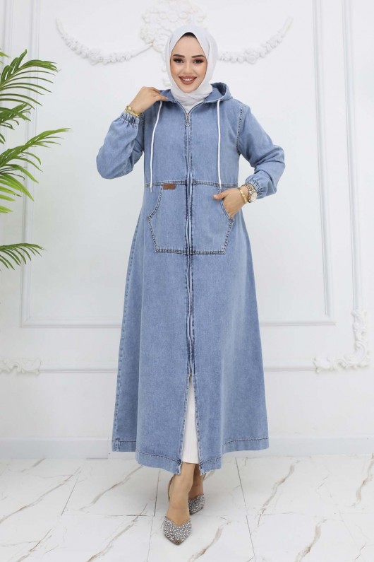 Kapüşonlu Kot Kap Mavi 1101-1 Kapüşonlu Kot Kap Mavi 1101-1