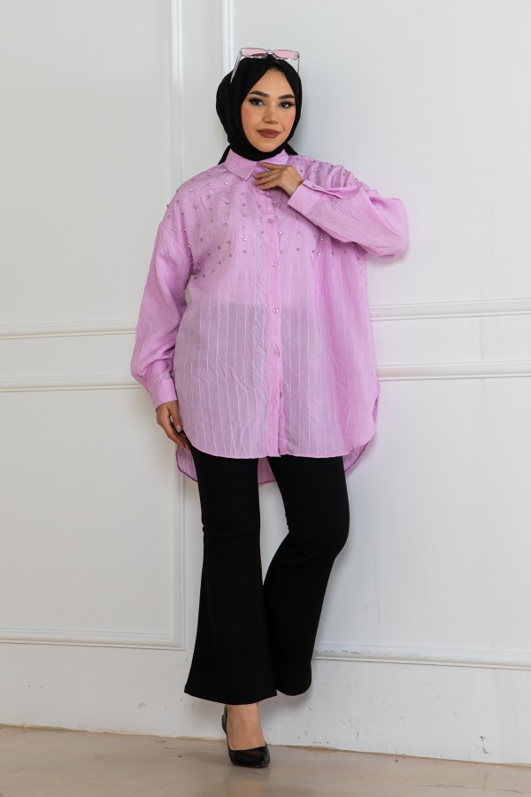 Taşlı Gömlek Pembe 2127 Taşlı Gömlek Pembe 2127