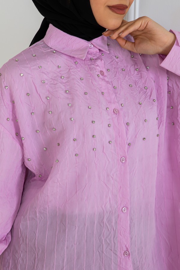 Taşlı Gömlek Pembe 2127 Taşlı Gömlek Pembe 2127