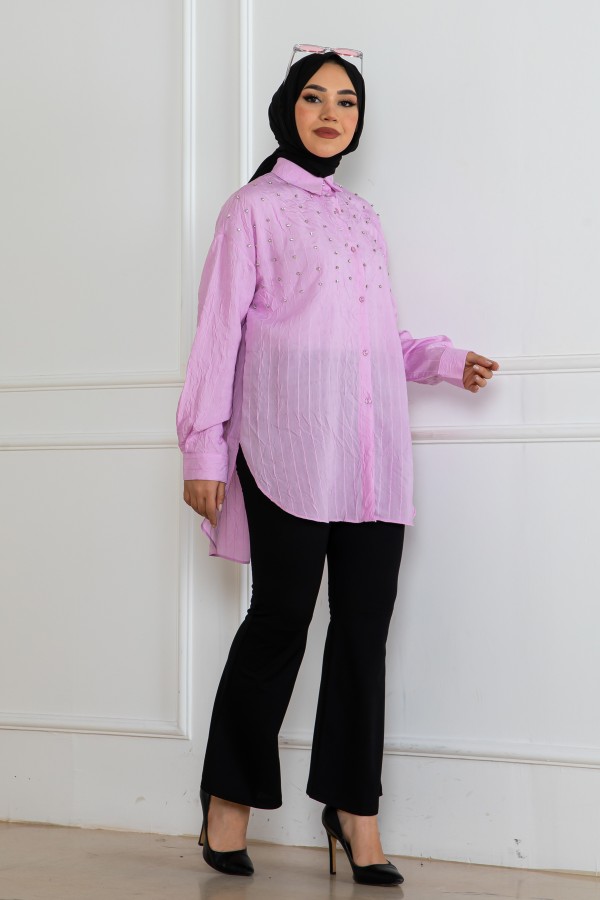 Taşlı Gömlek Pembe 2127 Taşlı Gömlek Pembe 2127