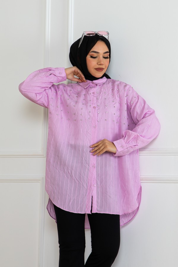 Taşlı Gömlek Pembe 2127 Taşlı Gömlek Pembe 2127