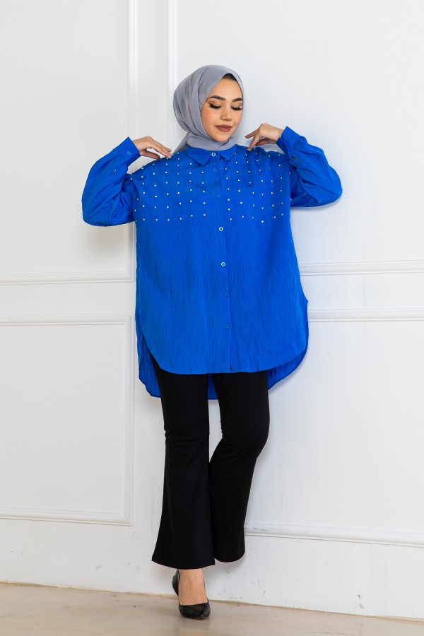 Taşlı Gömlek Saks Mavisi 2127 Taşlı Gömlek Saks Mavisi 2127