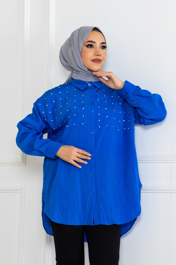 Taşlı Gömlek Saks Mavisi 2127 Taşlı Gömlek Saks Mavisi 2127