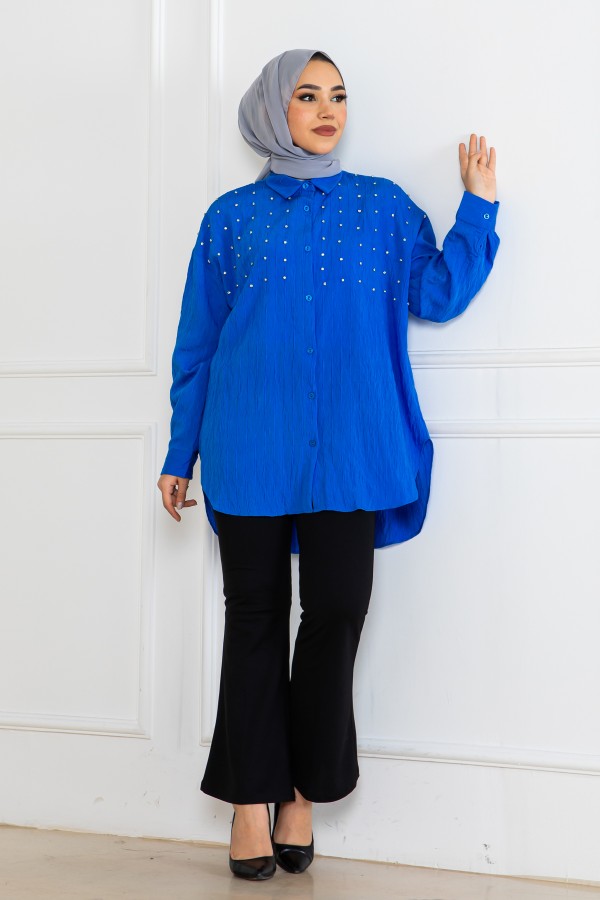 Taşlı Gömlek Saks Mavisi 2127 Taşlı Gömlek Saks Mavisi 2127