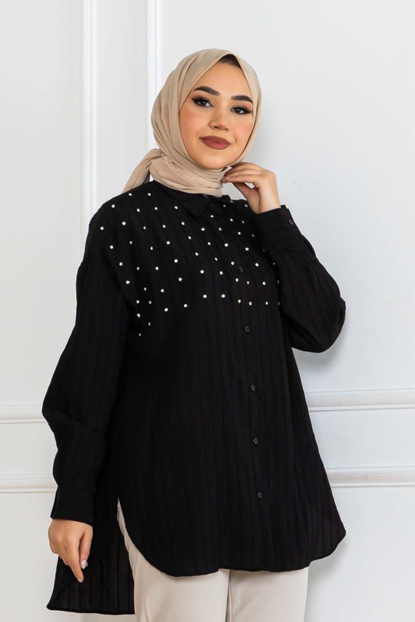 Taşlı Gömlek Siyah 2127 Taşlı Gömlek Siyah 2127