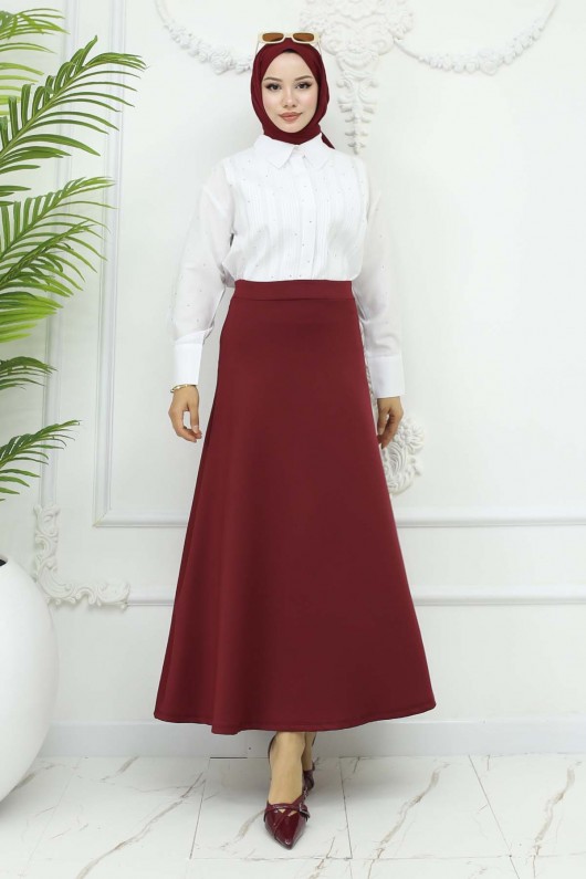 Scuba Kloş Etek Bordo 212 Scuba Kloş Etek Bordo 212