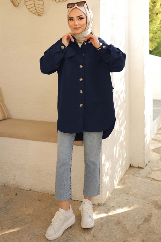 Lastikli Gömlek Lacivert 61655