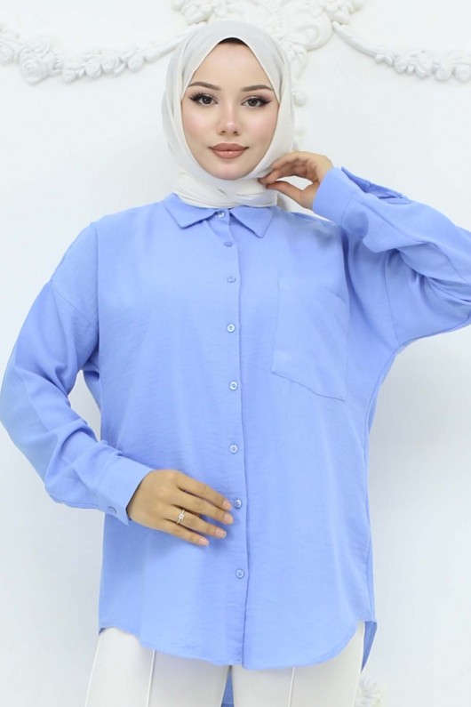Keten Gömlek Mavi 20153