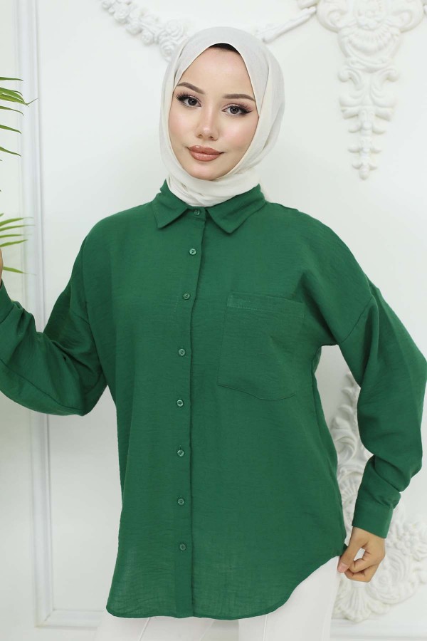 Keten Gömlek Zümrüt Yeşili 20153 Keten Gömlek Zümrüt Yeşili 20153