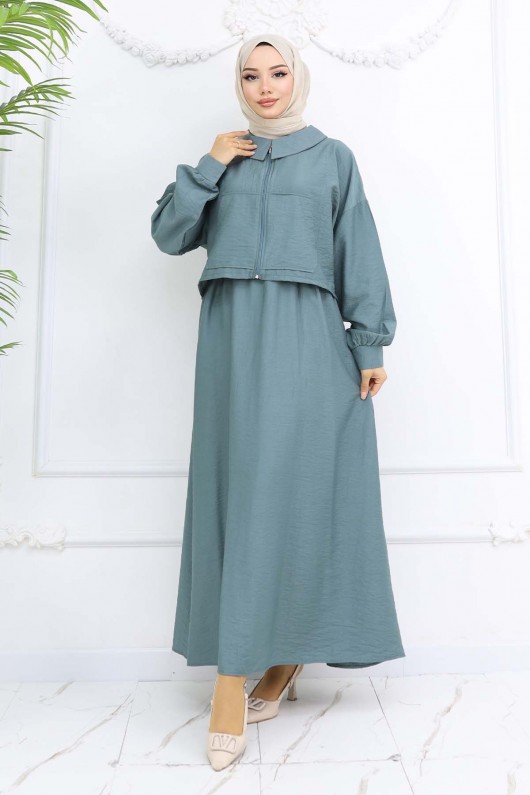 Fermuarlı Ceket Jile Tesettür Takım Çağla 2240 Fermuarlı Ceket Jile Tesettür Takım Çağla 2240