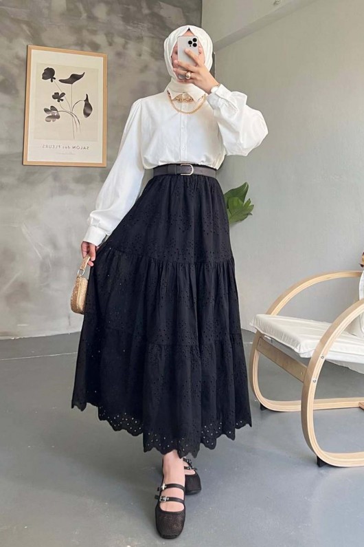 İncili Brode Etek Siyah 1395 İncili Brode Etek Siyah 1395