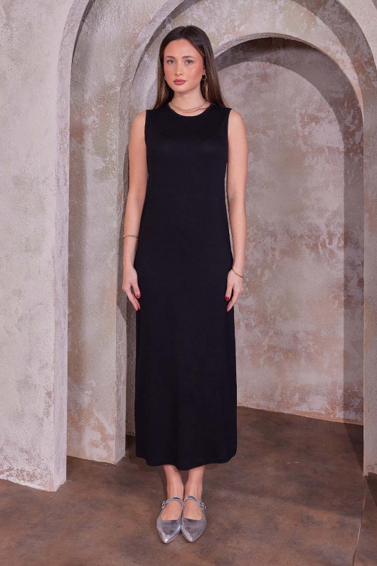 Kolsuz Penye İçlik Elbise Siyah 4775 Kolsuz Penye İçlik Elbise Siyah 4775