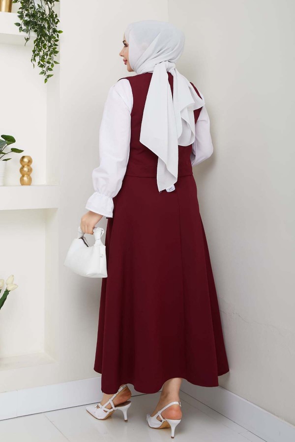 Yandan Bağlamalı Yelekli Takım Bordo 4745 Yandan Bağlamalı Yelekli Takım Bordo 4745