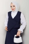 Yandan Bağlamalı Yelekli Takım Lacivert 4745 Yandan Bağlamalı Yelekli Takım Lacivert 4745