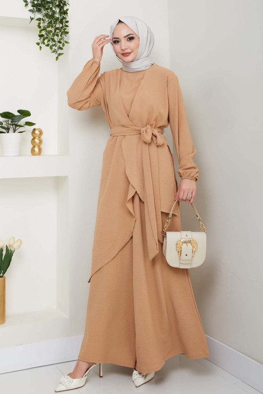 Tesettür İkili Takım Bej 4743