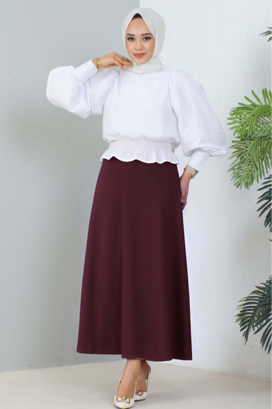 Mevlana Tesettür Etek Bordo 211
