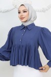 Pileli Kısa Gömlek İndigo 2248 Pileli Kısa Gömlek İndigo 2248