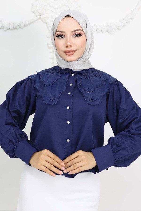 Bebe Yaka Kısa Gömlek Lacivert 2254 Bebe Yaka Kısa Gömlek Lacivert 2254
