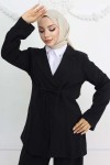 İp Bağcıklı Ceket Takım Siyah 2265