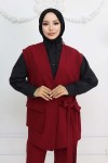 Bağlamalı Yelek Pantolon Takım Bordo 2243 Bağlamalı Yelek Pantolon Takım Bordo 2243