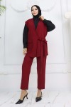 Bağlamalı Yelek Pantolon Takım Bordo 2243 Bağlamalı Yelek Pantolon Takım Bordo 2243