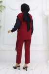 Bağlamalı Yelek Pantolon Takım Bordo 2243 Bağlamalı Yelek Pantolon Takım Bordo 2243