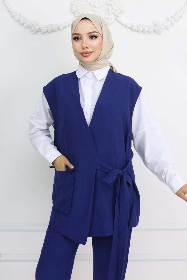 Bağlamalı Yelek Pantolon Takım Lacivert 2243 Bağlamalı Yelek Pantolon Takım Lacivert 2243