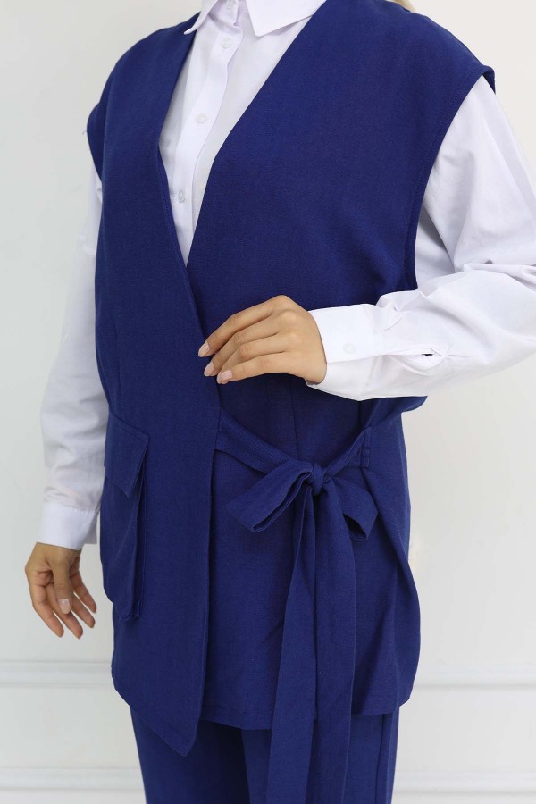 Bağlamalı Yelek Pantolon Takım Lacivert 2243 Bağlamalı Yelek Pantolon Takım Lacivert 2243