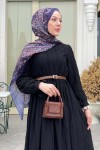 Güpür Detaylı Tesettür Elbise Siyah 1008-1 Güpür Detaylı Tesettür Elbise Siyah 1008-1