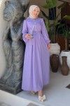 Taş Detaylı Tesettür Elbise Lila 1412 Taş Detaylı Tesettür Elbise Lila 1412