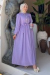 Taş Detaylı Tesettür Elbise Lila 1412 Taş Detaylı Tesettür Elbise Lila 1412