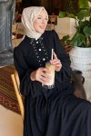 Taş Detaylı Tesettür Elbise Siyah 1412 Taş Detaylı Tesettür Elbise Siyah 1412