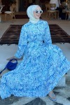 Desenli Tesettür Elbise Mavi 501 Desenli Tesettür Elbise Mavi 501