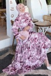 Desenli Tesettür Elbise Bordo 512 Desenli Tesettür Elbise Bordo 512