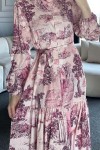 Desenli Tesettür Elbise Bordo 505-1 Desenli Tesettür Elbise Bordo 505-1