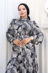 Desenli Tesettür Elbise Siyah 559 Desenli Tesettür Elbise Siyah 559