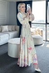 Desenli Tesettür Elbise Limon Sarısı 513-1