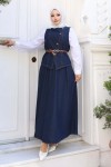 Yelek Etek İkili Kot Takım Lacivert 357 Yelek Etek İkili Kot Takım Lacivert 357