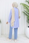 Beli Lastikli Kot Pantolon Buz Mavisi 4083