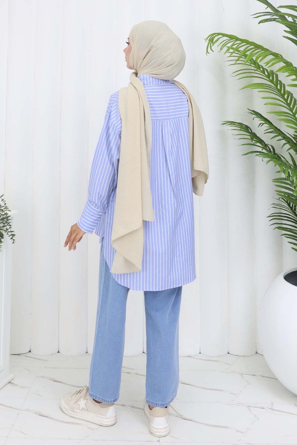 Beli Lastikli Kot Pantolon Buz Mavisi 4083