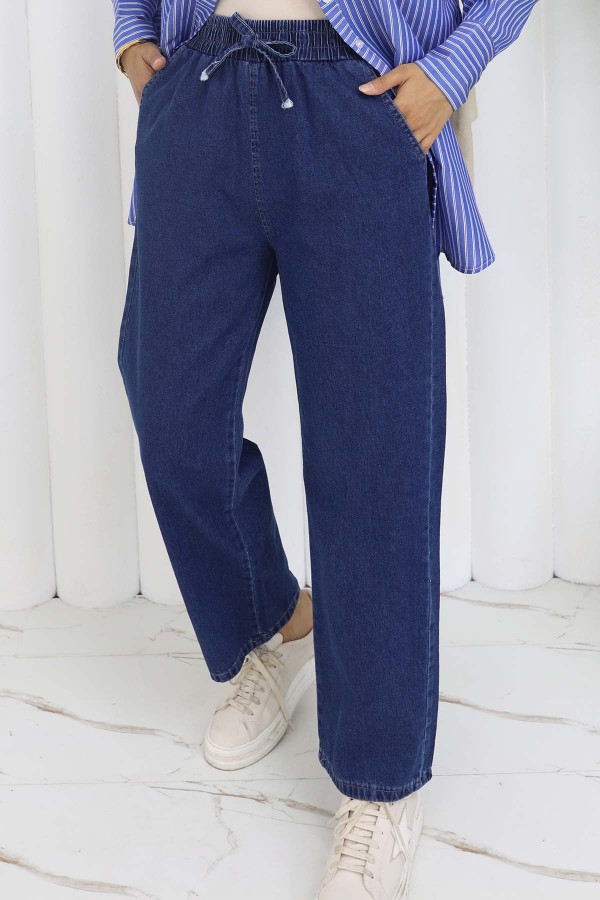Beli Lastikli Kot Pantolon Lacivert 4083