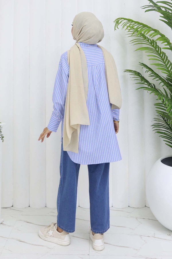 Beli Lastikli Kot Pantolon Mavi 4083