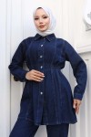 Beli Büzgülü Kot Takım Lacivert 4079 Beli Büzgülü Kot Takım Lacivert 4079