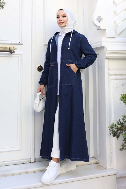 Kapüşonlu Kot Kap Lacivert 1101-1 Kapüşonlu Kot Kap Lacivert 1101-1